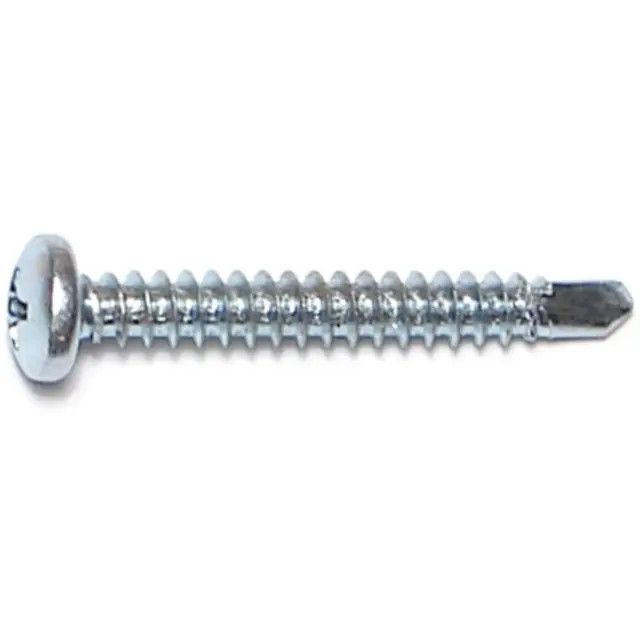 818 x 11/4" Zinc Plated Steel Phillips Pan Head SelfDrilling Screws