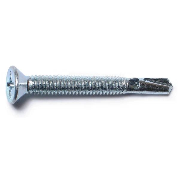 #12-14 x 2&quot; Zinc Plated Steel Phillips Flat Head Self-Drilling Screws with Wings (10637)