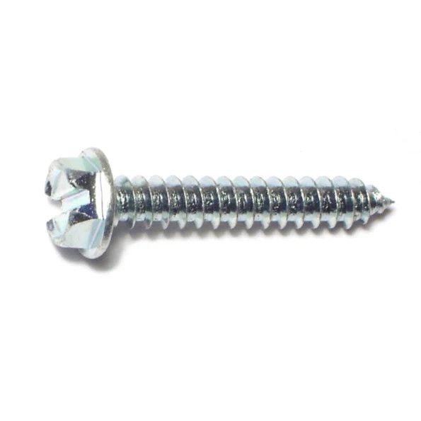 #8 x 1&quot; Zinc Plated Steel Slotted Hex Washer Head Sheet Metal Screws (10178)