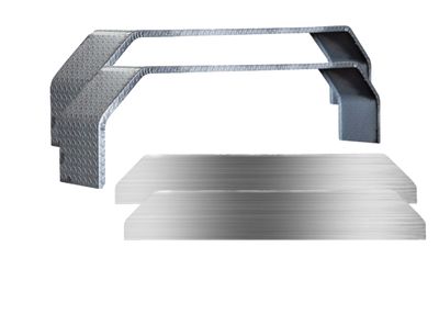 2 Pack Diamond Plate Steel Double Angle Fender 72&quot;L x 10&quot;W x 15.5&quot;H 14 Gauge w/Fender Backs - Kit