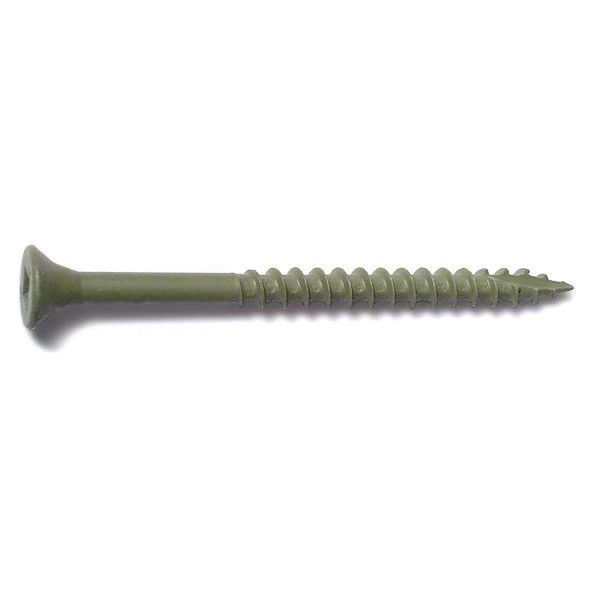 #8 x 2 1/2&quot; Green XL1500 Coated Steel Square Drive Bugle Head Deckselect Deck Screws 1 LB