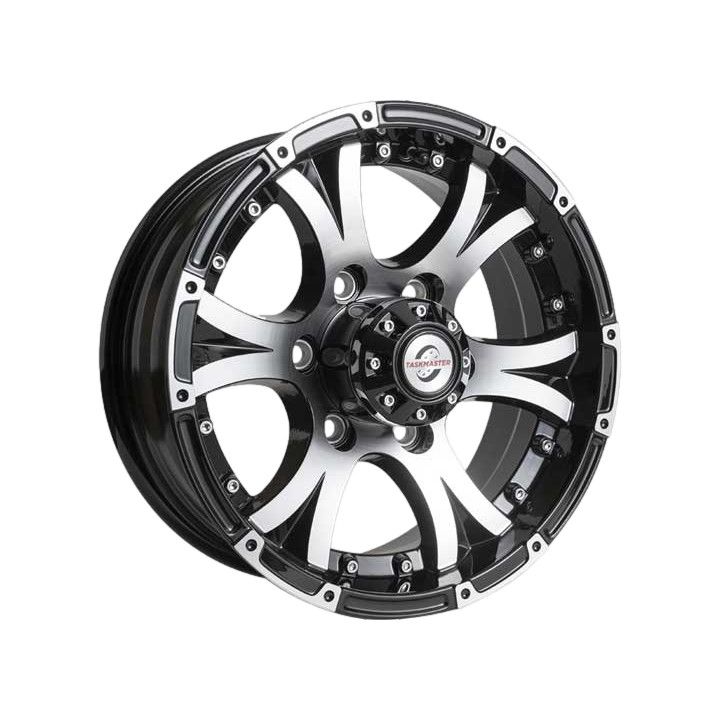 Black Machine Face Aluminum Viking Trailer Wheel 15&quot; x 6&quot; 6 - 5.5 with Center Cap