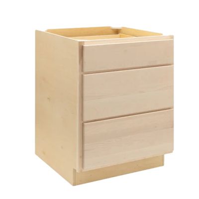 3 Drawer 12&quot; Pots and Pans Base Cabinet - Raw Maple