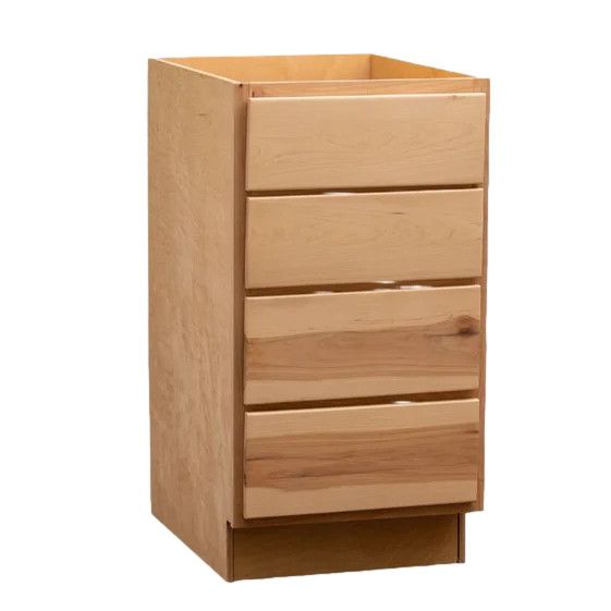4 Drawer Base Cabinet 18&quot; - Raw Hickory