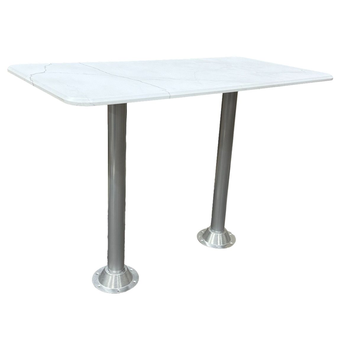 40&quot; Rectangle Dinette Table Set: Matte Silver Steel Legs &amp; Standard Bases