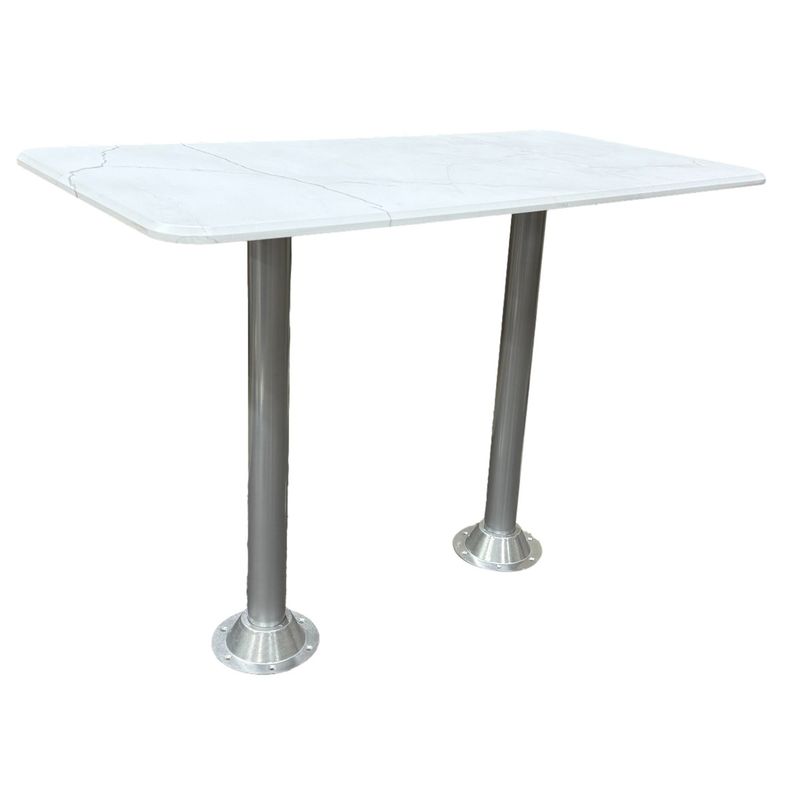 40&quot; Rectangle Dinette Table Set: Matte Silver Steel Legs &amp; Standard Bases