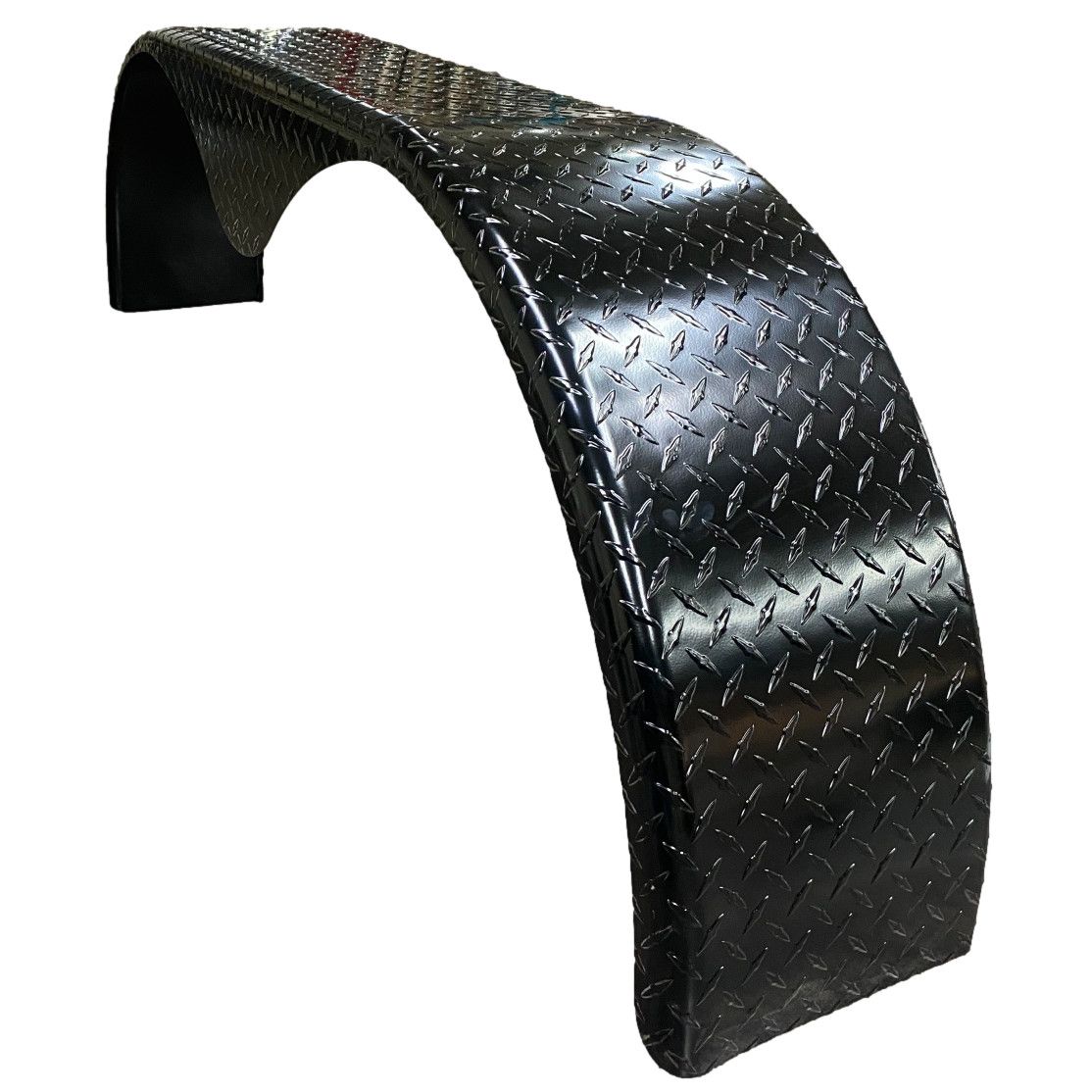 Diamond Plate Aluminum Black | Tandem Teardrop Fender | 72"L x 9"W x 20"H | for Double Axle Trailer