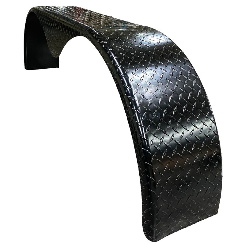 Diamond Plate Aluminum Black | Tandem Teardrop Fender | 72"L x 9"W x 20"H | for Double Axle Trailer
