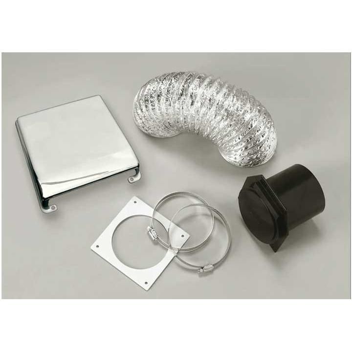 Splendide Deluxe Chrome Dryer Vent Kit - Complete Installation Set with UV-Protected Cover and Fire-Resistant Ducting (VID403AC)