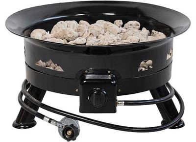 Bear Blaze 24-Inch Black Propane Fire Bowl with Lid and Lava Rock (503-KM-BBFB-L-BB)