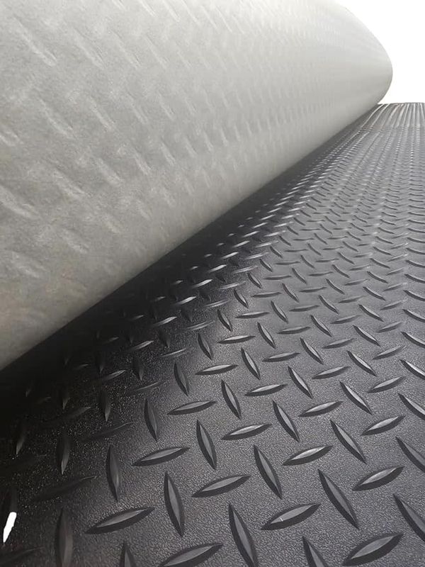 Rugged Trail Diamond Plate Rubber Flooring | 8&#39;6&quot; Wide | Black | Ideal for RVs, Trailers, Garages, Gyms, and Toy Haulers – Multiple Sizes Available