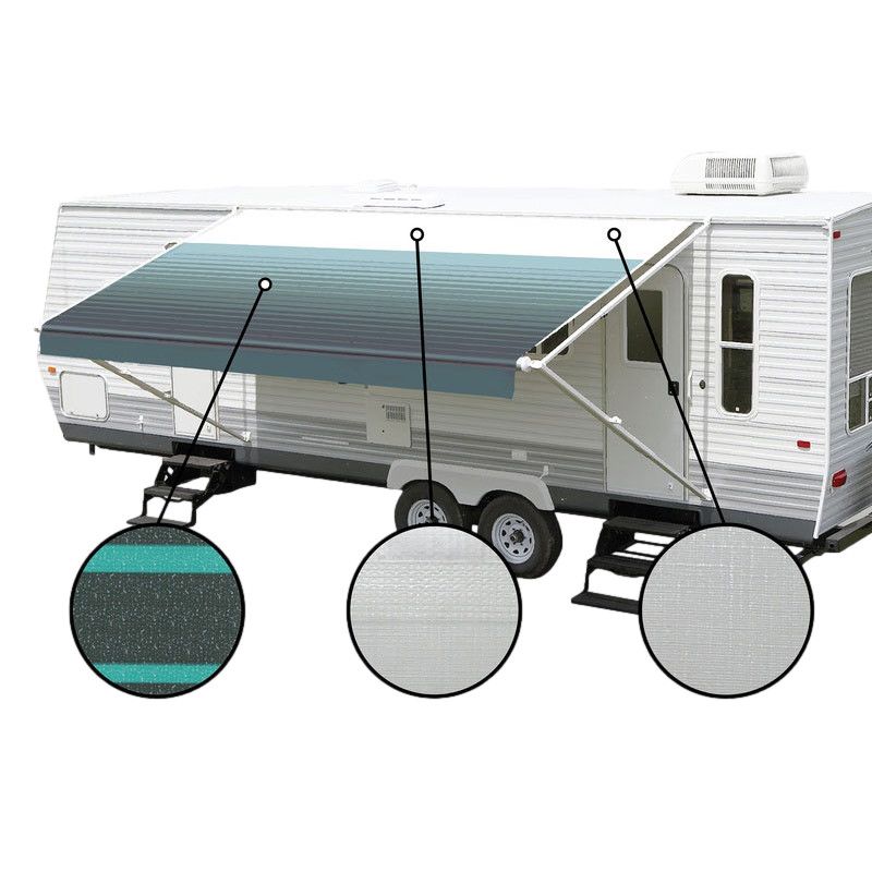 SunWave Awning Fabric – Multiple Colors &amp; Sizes Available, Color: Teal-Green Stripe, Size: 12&#39; (approximate Fabric Width 11&#39; 2-3&quot;)