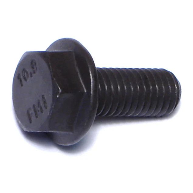 8mm-1.25 x 20mm Black Phosphate Class 10.9 Hex Washer Head Flange Bolts (1lb Bag) (06544)