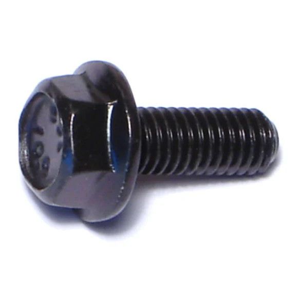 6mm-1.0 x 16mm Black Phosphate Class 10.9 Hex Washer Head Flange Bolts (1lb Bag) (06534)