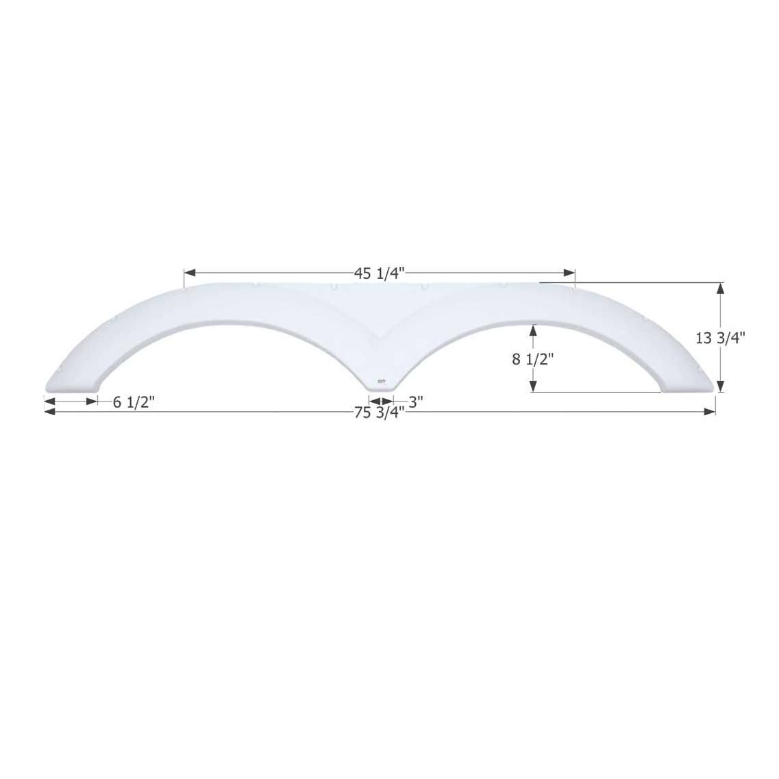 Icon Dutchmen Tandem Axle Fender Skirt FS2262 75-3/4&quot; L x 13-3/4&quot; H – Polar White (12262)