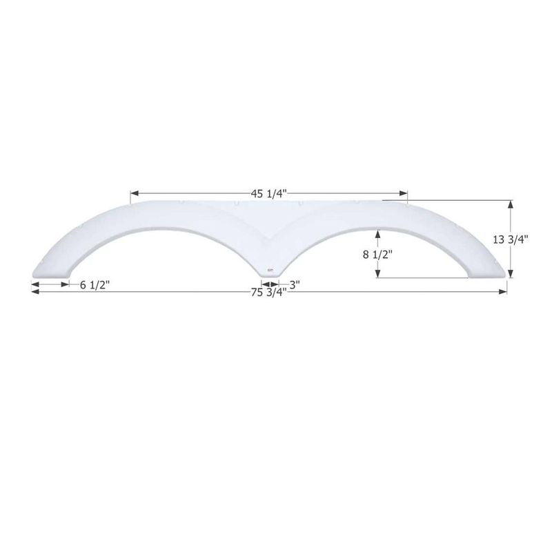 Icon Dutchmen Tandem Axle Fender Skirt FS2262 75-3/4&quot; L x 13-3/4&quot; H – Polar White (12262)