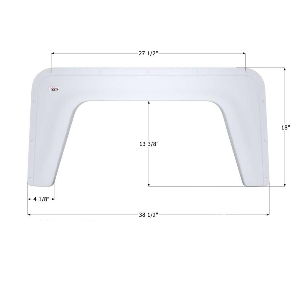 Icon Single Axle Fender Skirt FS377 38-1/2&quot; L x 18&quot; H  – Polar White (00404)