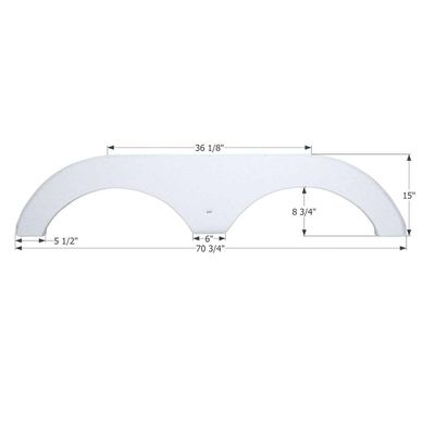 Icon Forest River Tandem Axle Fender Skirt FS2033 70-3/4&quot; L x 15&quot; H  – Polar White (12033)