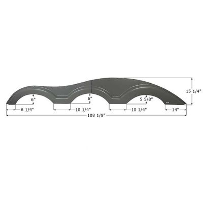 Icon Keystone Triple Axle Fender Skirt FS1000 Left Hand 108-1/8&quot; L x 15-1/4&quot; H– Black (12563)