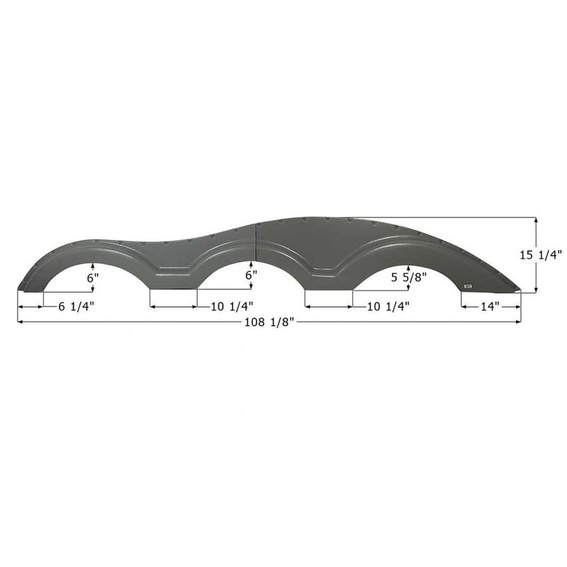 Icon Keystone Triple Axle Fender Skirt FS1000 Left Hand 108-1/8&quot; L x 15-1/4&quot; H– Black (12563)