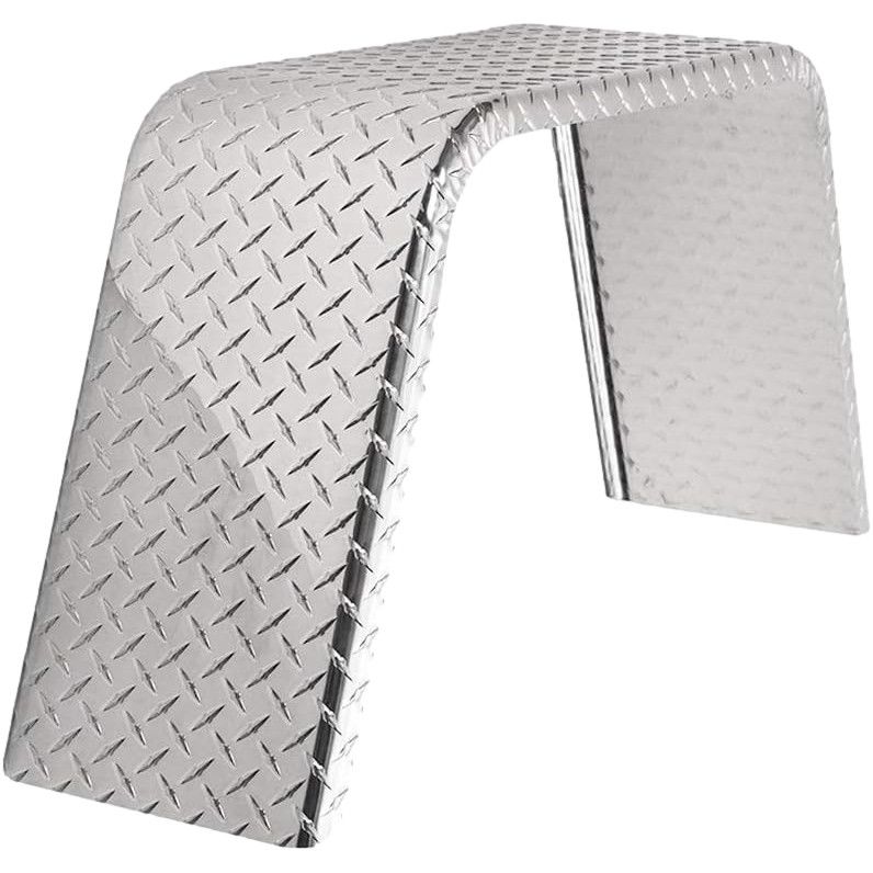 Aluminum Flat Top Fender | 34&quot; Long x 10&quot; Wide x  17&quot; Tall | for Single Axle Trailers– Multiple Options Available, Material: Diamond Plate Aluminum, Options: Single Fender