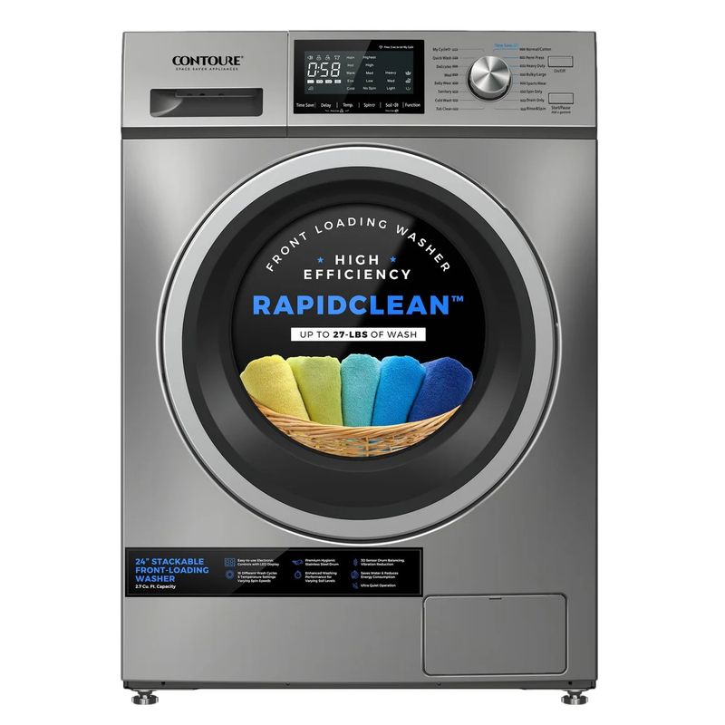 Contoure 24&quot; 2.7 cu.ft. High-Efficiency Stackable Front-Load Washer Titanium (WH-2700T)