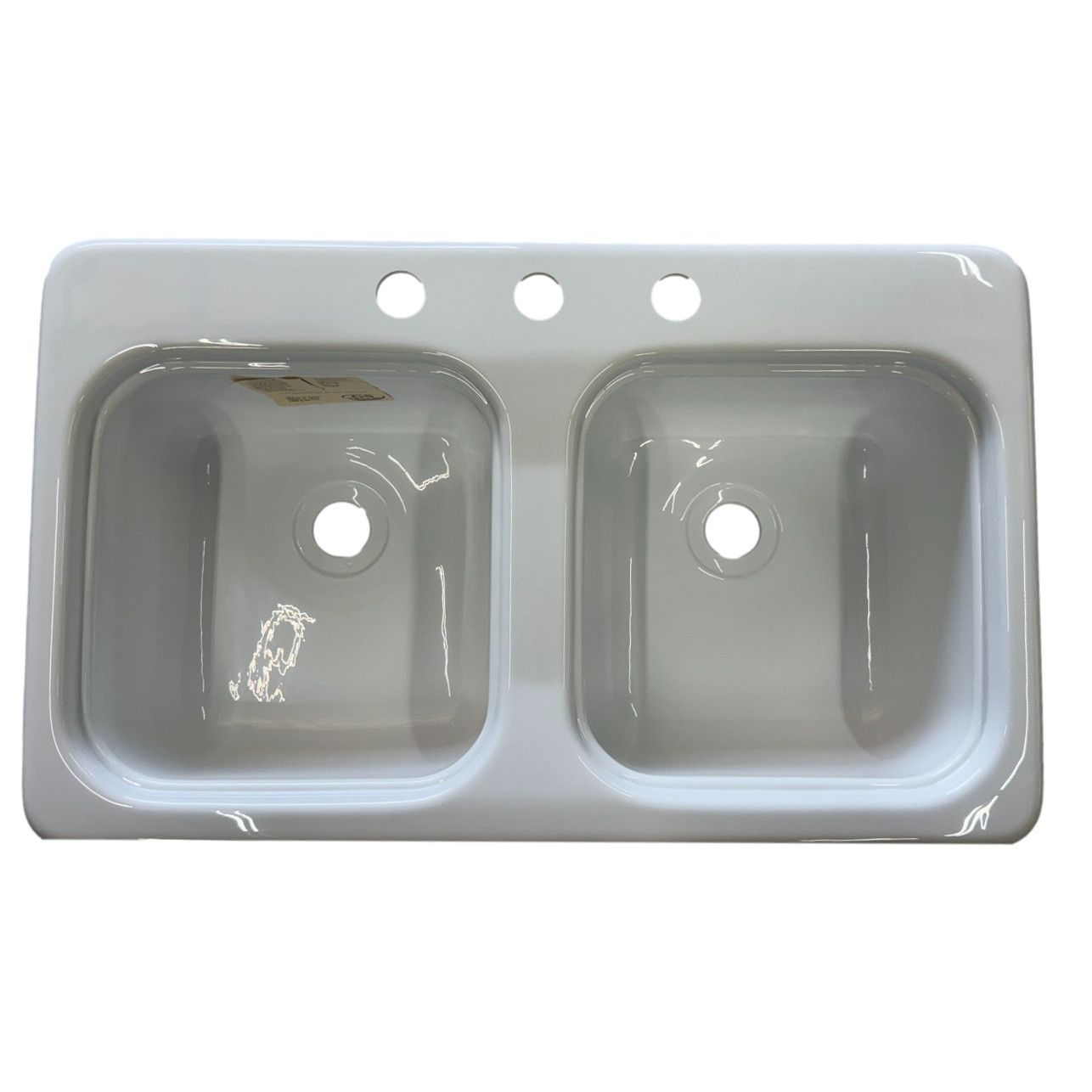 29&quot; x 17.5&quot; x 7&quot; White Plastic Kitchen Sink 3 Pre-Drilled Holes