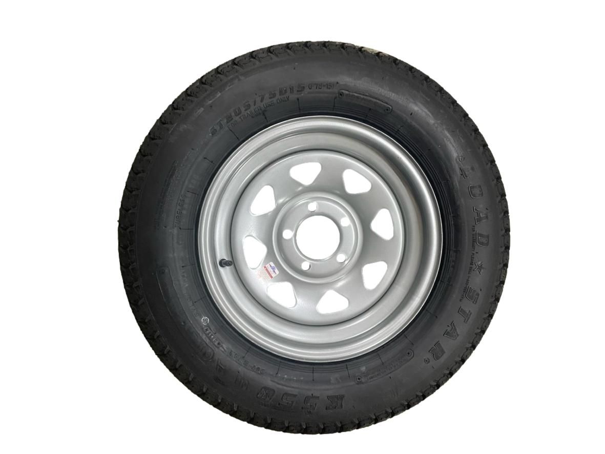 Kenda Load Star | ST205/75D15 | Trailer Tire | Silver Spoke | Load Range D | 5 on 4.5&quot; Bolt Pattern