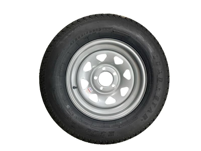 Kenda Load Star | ST205/75D15 | Trailer Tire | Silver Spoke | Load Range D | 5 on 4.5&quot; Bolt Pattern