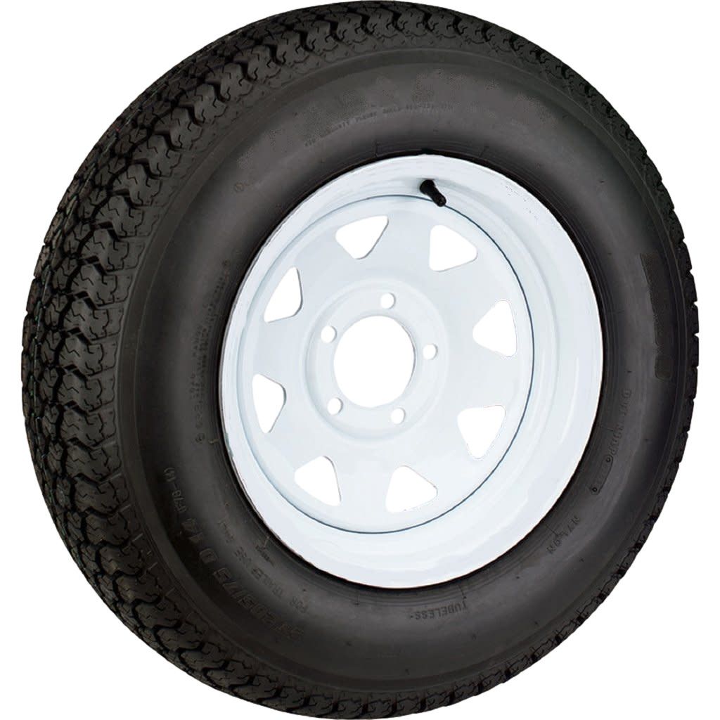Kenda Load Star | ST205/75D15 | Trailer Tire | White Spoke | Load Range D | 5 on 4.5&quot; Bolt Pattern