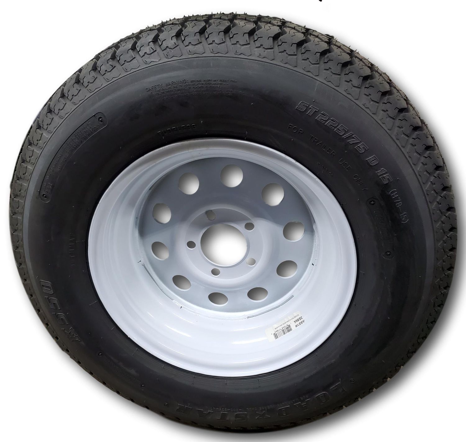 Kenda Load Star | ST225/75D15 | Trailer Tire | White Mod | Load Range D | 5 on 4.5&quot; Bolt Pattern