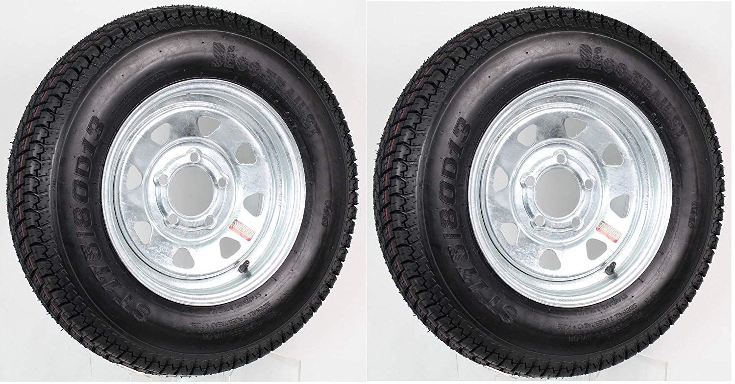 2 Pack | Kenda Load Star | ST175/80D13 | Trailer Tire | Galvanized Spoke | Load Range C | 5 on 4.5&quot; Bolt Pattern