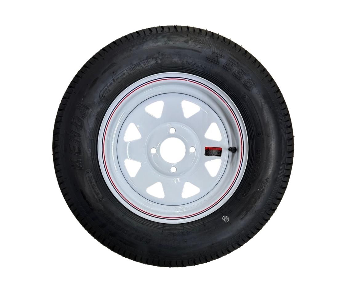 Kenda Load Star | ST175/80D13 | Trailer Tire | White Spoke | Load Range C | 4 on 4&quot; Bolt Pattern