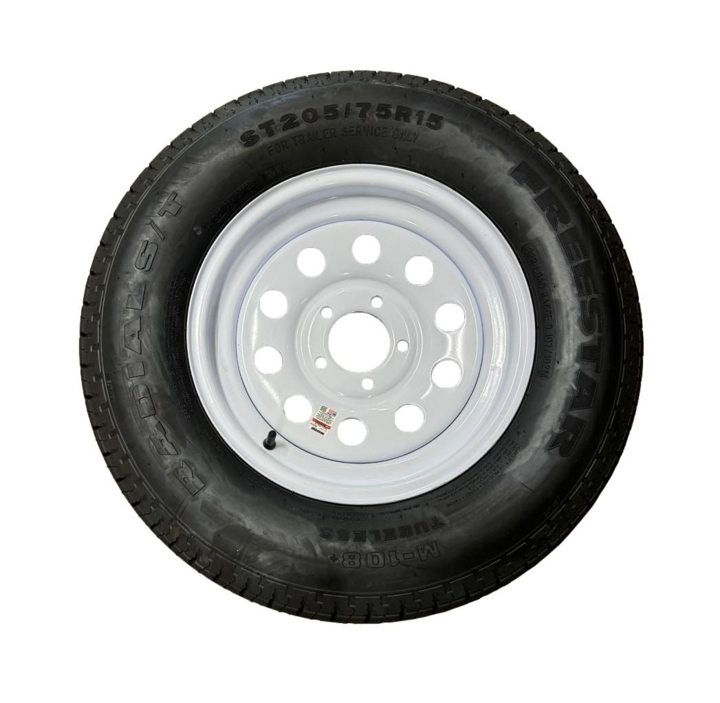 Freestar | ST205/75R15 | Trailer Tire |	White Mod | Load Range D | 5 on 4.5&quot; Bolt Pattern