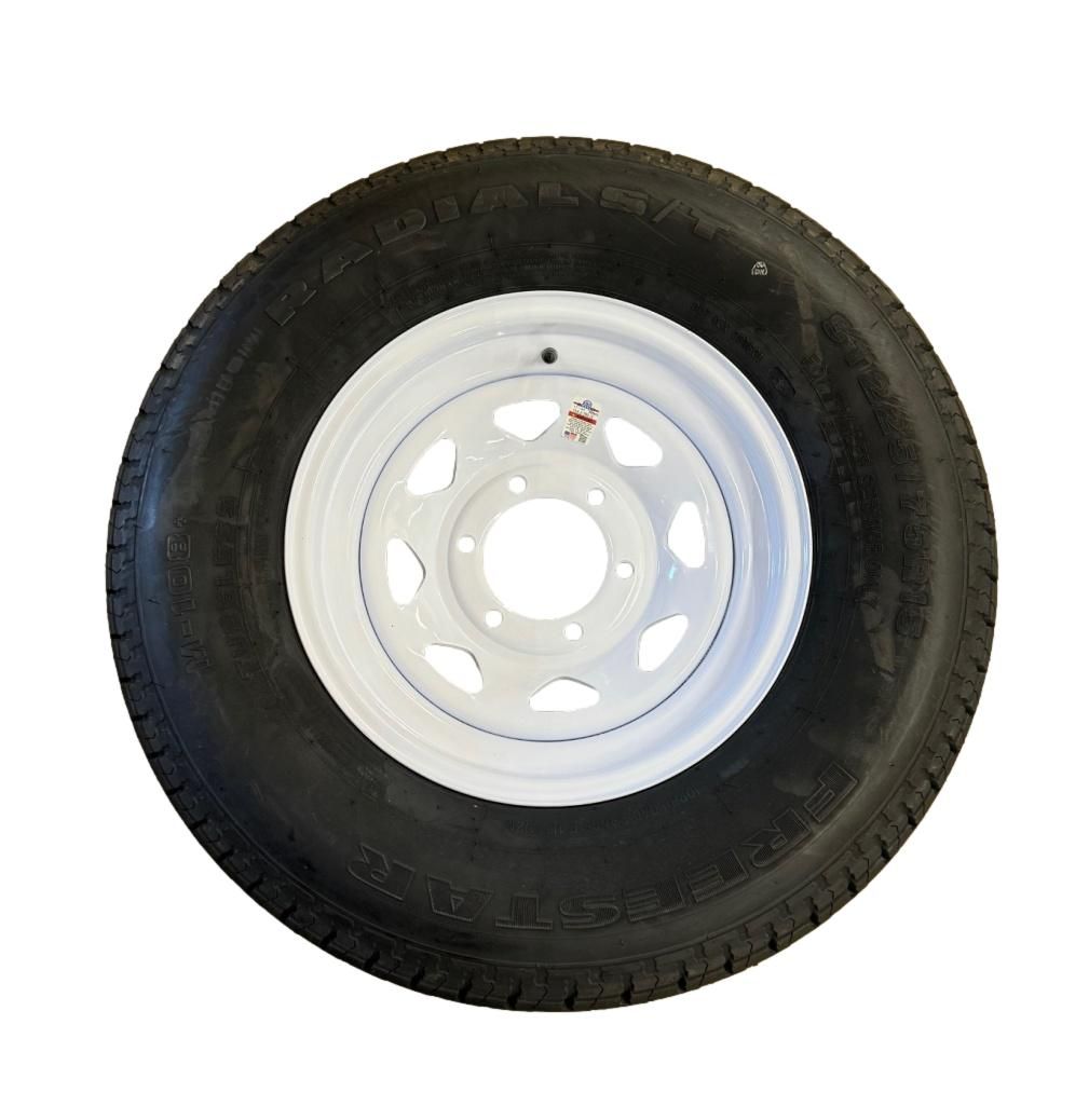 Freestar | ST225/75R15 | Trailer Tire | White Spoke | Load Range E | 6 on 5.5&quot; Bolt Pattern