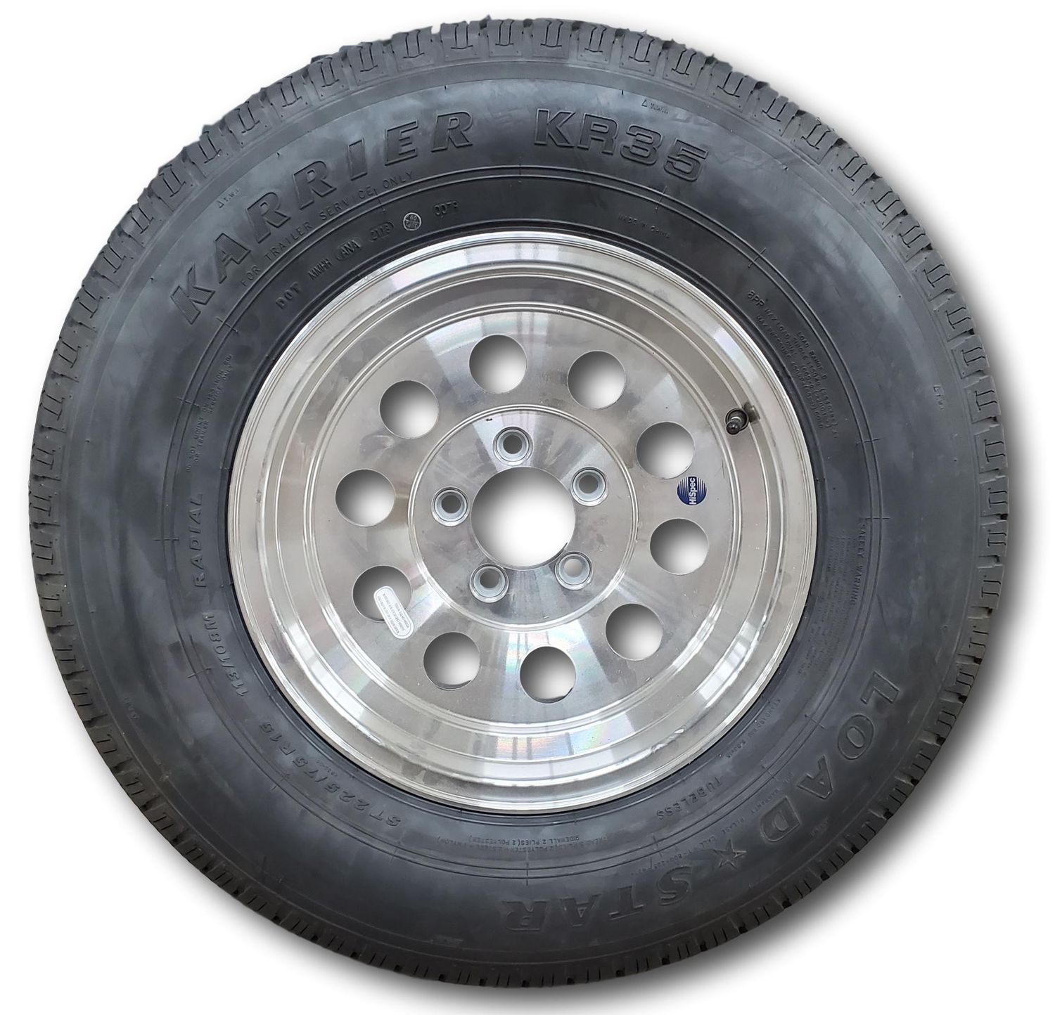 Kenda Load Star | ST225/75R15 | Aluminum Wheel &amp; Trailer Tire | Aluminum Mod | Load Range D | 5 on 4.5&quot; Bolt Pattern