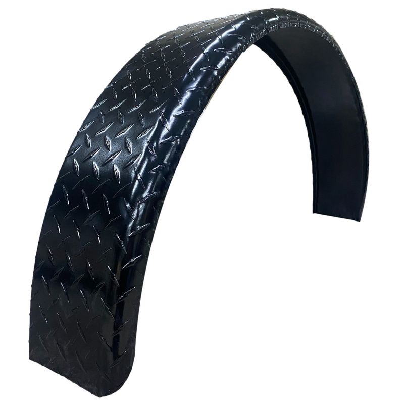Diamond Plate Aluminum Black | Round Top Fender | 36"L x 6"W x 18"H | for Single Axle Trailer
