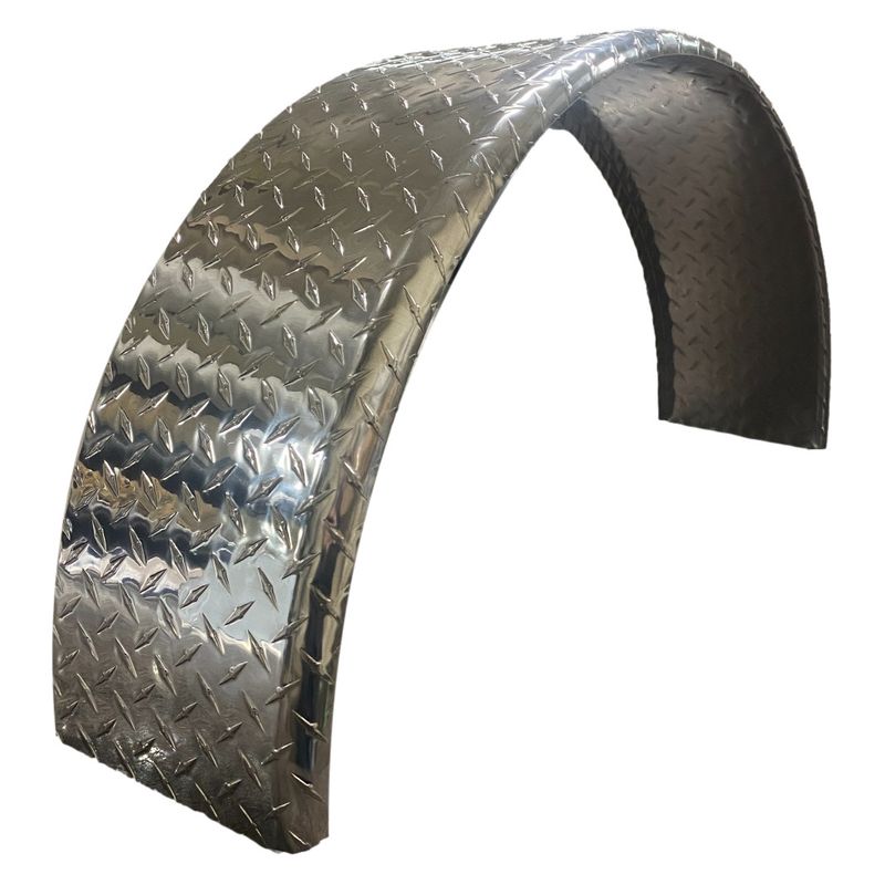 Diamond Plate Aluminum | Round Top Fender |  36"L x 9"W x 19"H | for Single Axle Trailer
