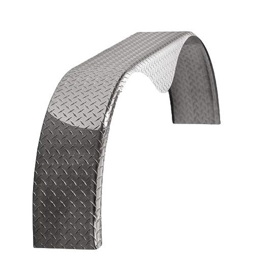 Diamond Plate Aluminum | Tandem Teardrop Fender | 72"L x 10"W x 20"H | for Double Axle Trailer