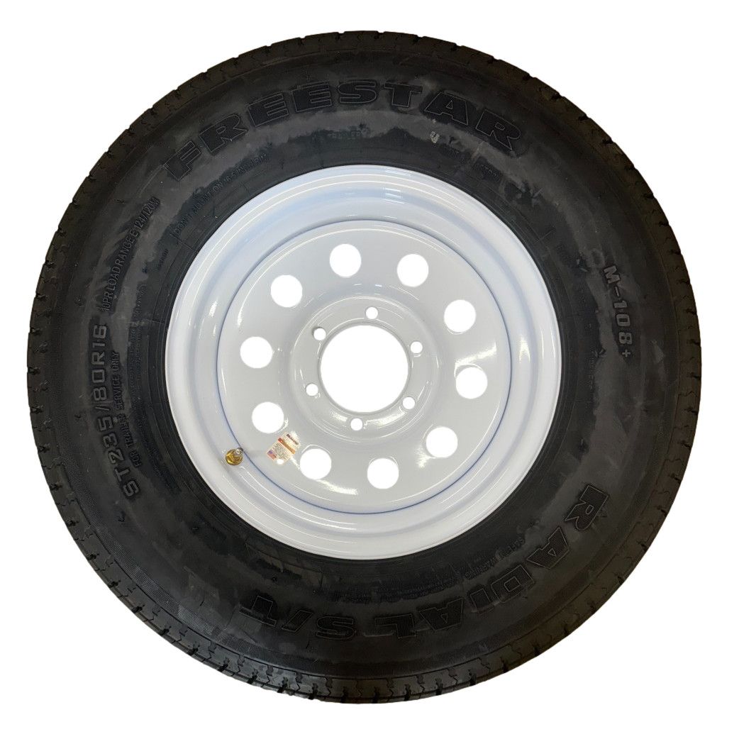 Freestar | ST235/80R16 | Trailer Tire | White Mod | Load Range E | 6 on 5.5&quot; Bolt Pattern