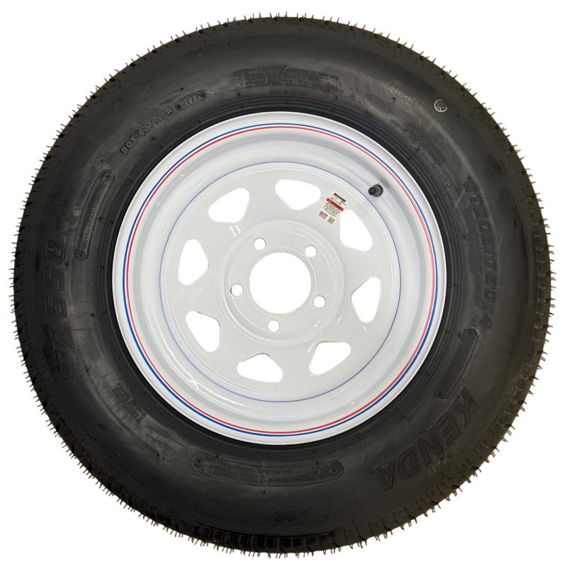 Kenda Loadstar | ST205/75D14 | Trailer Tire | White Spoke | Load Range C | 5 on 4.5" Bolt Pattern