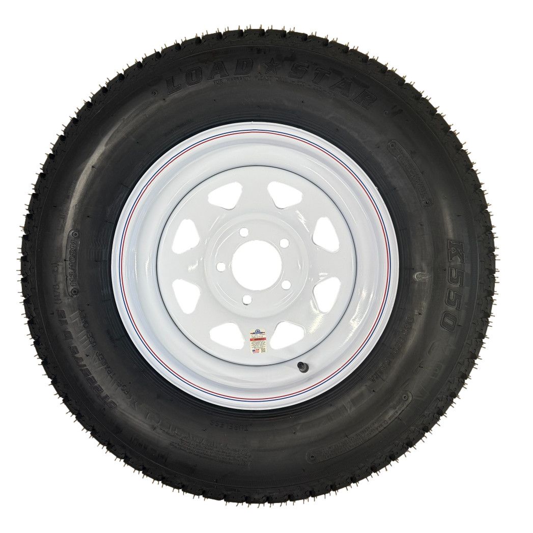 Kenda Load Star | ST225/75D15 |  Trailer Tire | White Spoke | Load Range D | 5 on 4.5&quot; Bolt Pattern