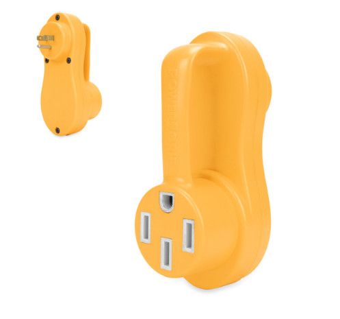 Camco Power Grip RV Electrical Offset Adapter – 15A Male to 50A Female | Stress-Relief Design – 55137