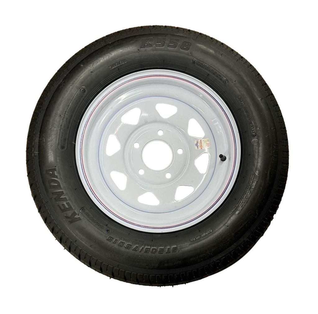 Kenda Loadstar  | ST205/75D15 | Trailer Tire | White Spoke | Load Range C | 5 on 5" Bolt Pattern