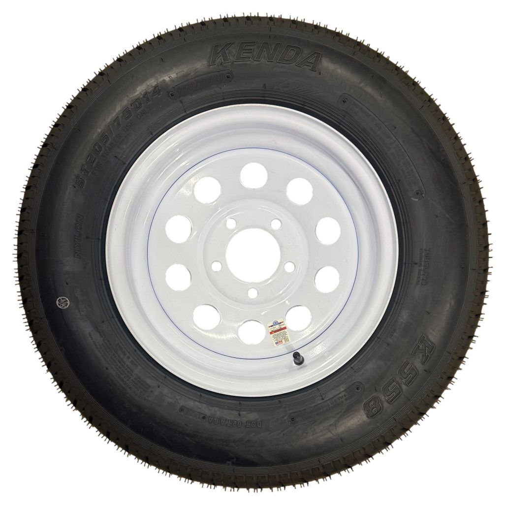 Kenda Load Star | ST205/75D14 | Trailer Tire | White Mod | Load Range C | 5 on 4.5&quot; Bolt Pattern