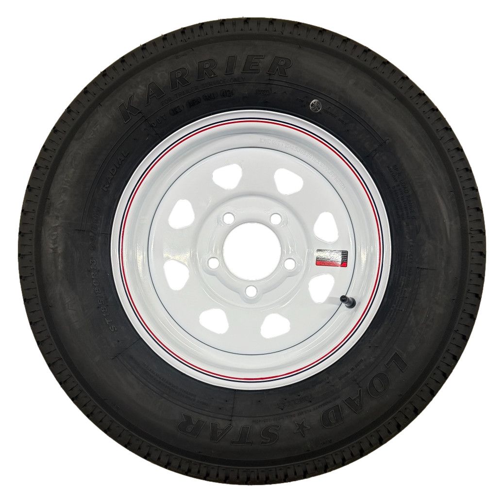 Kenda Loadstar | ST185/80R13 | Trailer Tire | White Spoke | Load Range C | 5-4.5 Bolt Pattern