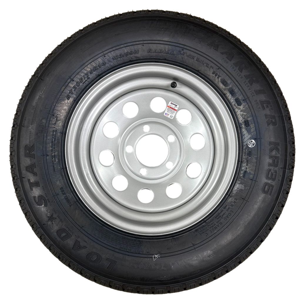 Kenda Load Star | ST205/75R14 | Trailer Tire | Silver Mod | Load Range C | 5 on 4.5&quot; Bolt Pattern