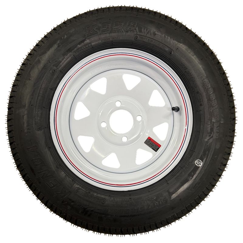 Kenda Load Star | ST175/80D13 | Trailer Tire | White Spoke | Load Range C | 4 on 4" Bolt Pattern
