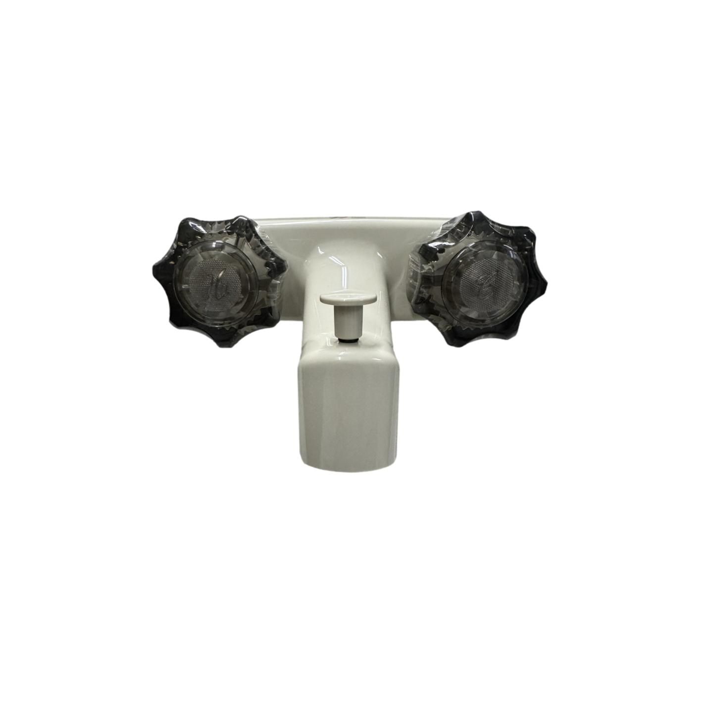 4&quot; Tub &amp; Shower Faucet | Two Smoke Round Handles | Vacuum Breaker | Parchment Finish