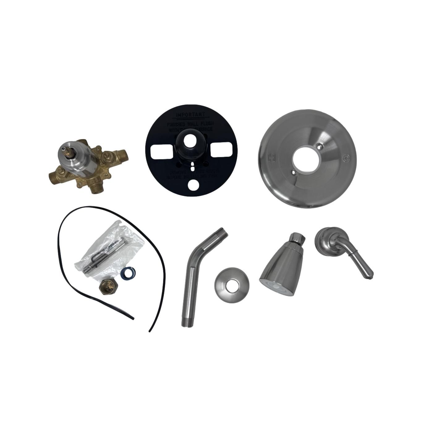 Single Lever Metal Shower Valve &amp; Shower Kit | Pressure Balancing | Teapot Handle | Brushed Nickel Finish​